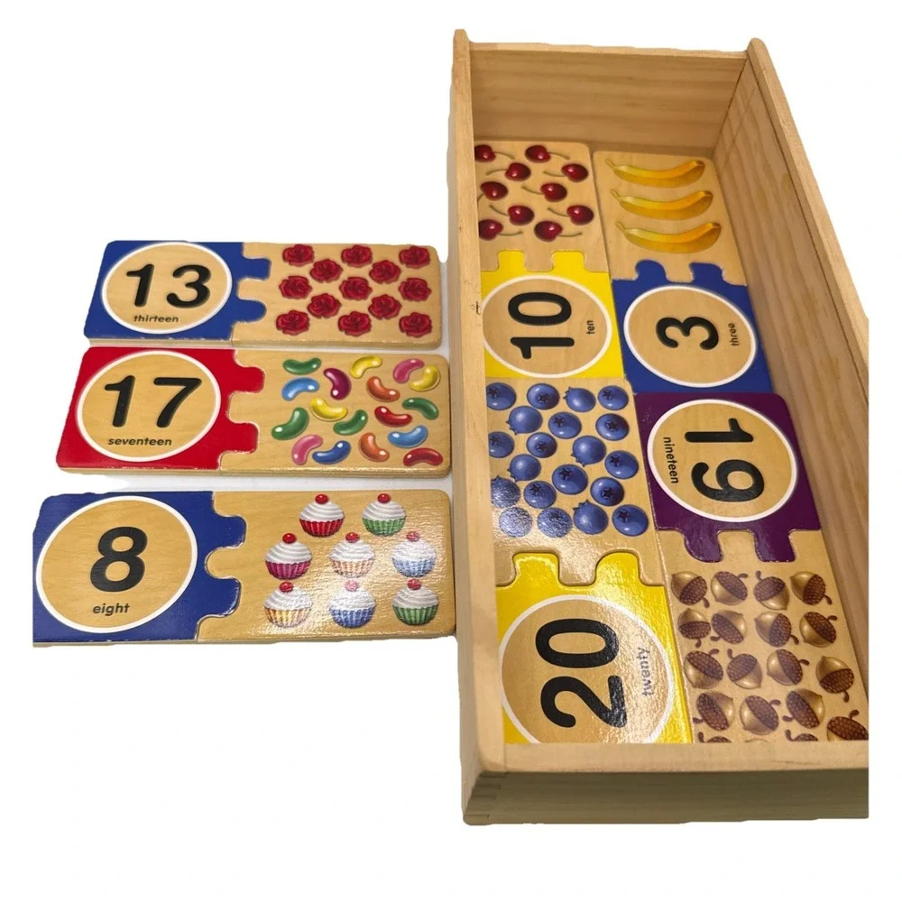 Melissa & Doug Self-Correcting 1-20 Number Puzzle Wooden Complete in Box‎